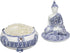 Ebros Gift Bhumisparsha Mudra Buddha Amitabha Meditating Terracotta Blue And White Round Jewelry Box Figurine 5.25"Diameter Buddhist Eastern Enlig...