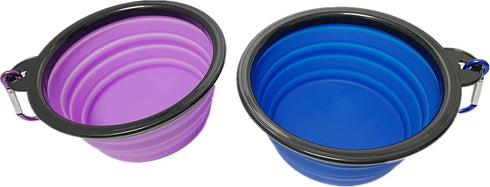 Small Portable Collapsible Pet Bowl, Foldable Food & Water Dish for Dogs & Cats, Ideal for Travel, Hiking, Camping & Outdoor Activities (Purple + ...