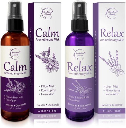 Lavender Spray Aromatherapy Mist Set of 2 – Pillow Spray, Natural Linen Spray for Bedding, Essential Oil Room Spray with Lavender & Chamomile for ...