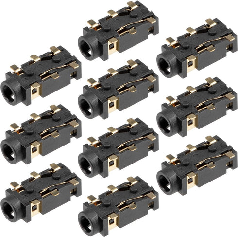 uxcell 10Pcs PCB Mount 2.5mm 6 Pin Socket Headphone Stereo Jack Audio Video Connector Black PJ-242B...