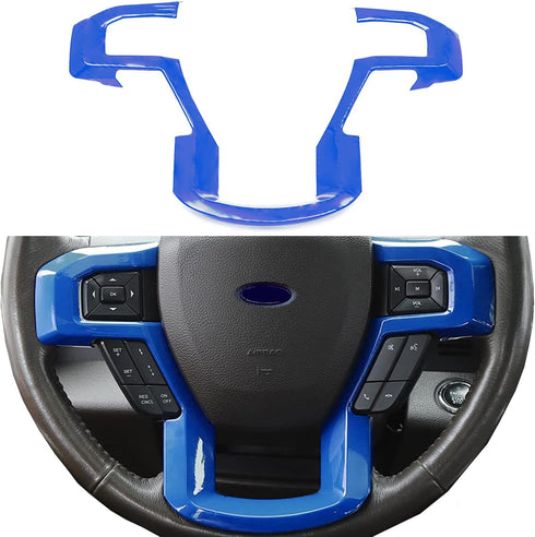 ABS Steering Wheel Cover Trim for 2015-2020 Ford F-150, 2017-2022 F-250 Super Duty, 2017-2022 F-350 Super Duty, 2018-2021 Ford Expedition, ABS Blu...