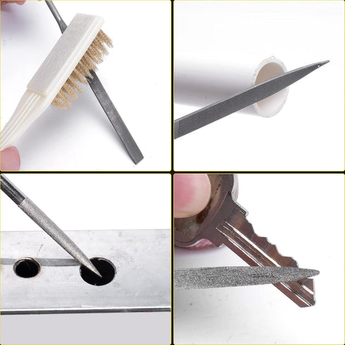 Topec Small File Set, Needle Diamond Files 15PCS, 7pcs Jewlers Files & 7pcs Steel Files with Metal Brush and Storage Bag?for Precision Metal File ...