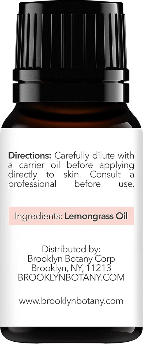 Brooklyn Botany Lemongrass Essential Oil - 100% Pure and Natural - Premium Grade Essential Oil - for Aromatherapy and Diffuser - 0.33 Fl Oz...