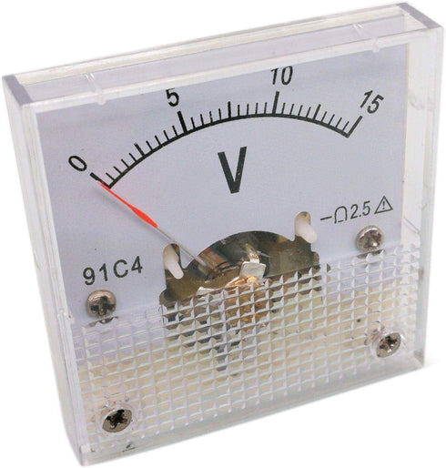 DC 0-15V Square Analog Volt Pointer Needle Panel Meter Voltmeter 91C4...