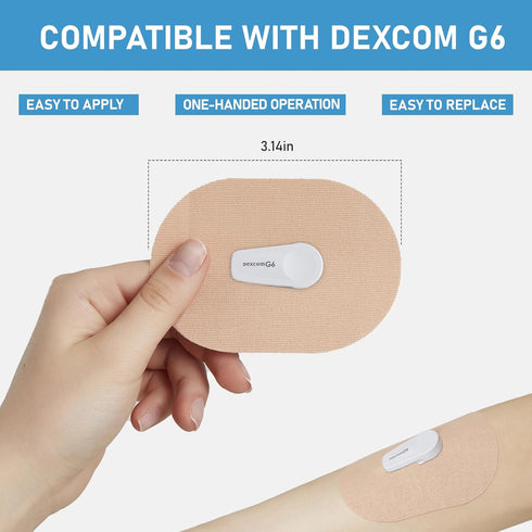 Dexcom G6 Adhesive Patches Waterproof, 30 Pack Beige Overpatch for Dexcom G6, Premium Transparent G6 Overlay Patches, Hypoallergenic & Skin-Friend...