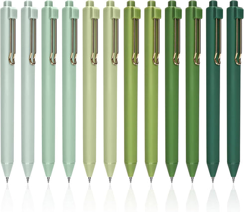 12Pcs Retractable Gel Black Ink Pens, 0.5 mm Fine Point Pen, Aesthetic Morandi Style, Quick Dry, Smooth Writing, Journaling Note Taking School Off...
