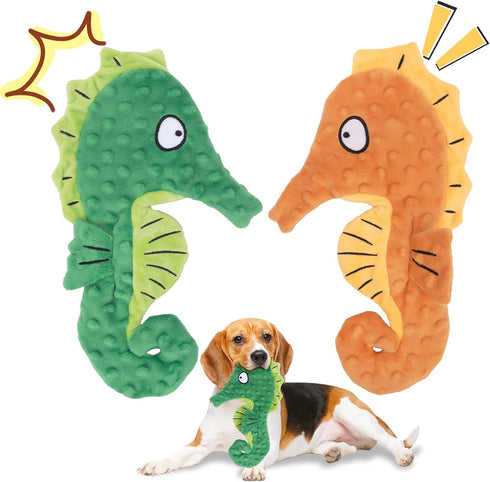 HGB Squeaky Dog Toys, No Stuffing Crinkle Plush Dog Toys for Small Medium Large Breeds, Interactive Dog Chew Toys for Aggressive Chewers, Puppy Te...