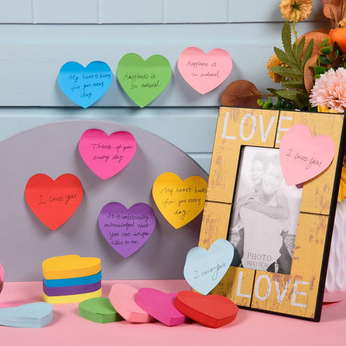 900 Sheets Heart Sticky Notes 3x3 Inch Multicolor Heart Shaped Sticky Memo Pads Cute Self-Stick Sticky Notepads Removable Easy to Post for Home Of...
