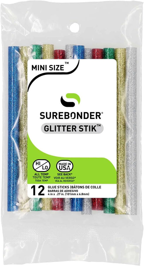 Surebonder Glitter Glue Sticks 4 " Assorted Colors Green Red Blue Gold Silver Bagged...