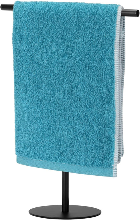 Black Hand Towel Holder Stand for Bathroom Vanity Countertop Stainless Steel T-Shape Freestanding Towel Rack Stand Towel Bar for Bathroom Kitchen ...