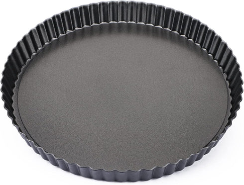 Beasea Tart Pan 10 Inch with Removable Bottom, Non Stick Quiche Pan Pie Shell Fluted Edge Tart Pan, Loose Base Carbon Steel Round Cooking Pan for ...