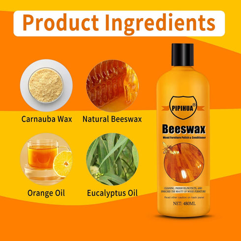 PIPIHUA Beeswax Furniture Wood Polish & Conditioner-Wood Seasoning Beeswax Oil for Wood Cleaner and Polish Furniture, 16.23 Fl Oz...