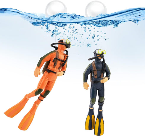 2 Pack Fish Tank Decorations Little Diver Decorative Ornament Floating Pendant for Creative Fish Tank Accessories, Aquarium Decorations, Marine La...