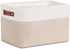 DULLEMELO Collapsible Rectangle Fabric Storage Basket for Organizing Clothes, Toys, Towels, Books, Laundry, Nursery, Dog Toys (White & Khaki)...