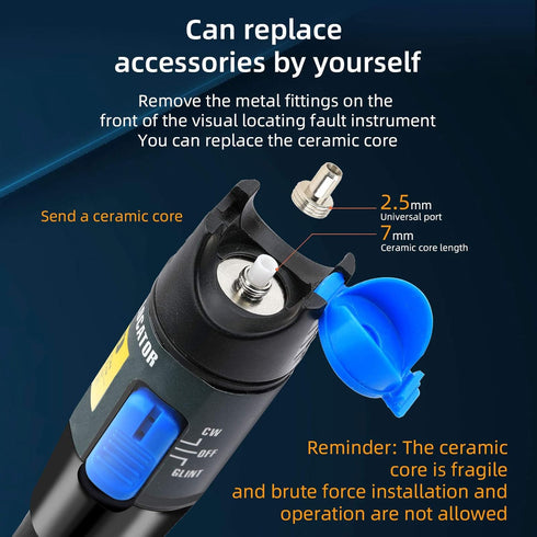 Fiber Tester Visual Fault Locator 5KM Fiber Optic Cable Tester Meter Fiber Cable Test Equipment Suitable for 2.5 mm Connector, for CATV Telecommun...