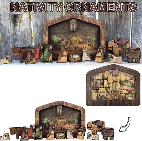 Nativity Puzzle, Wooden Jesus Puzzle Statue, Wood Burned Design, Nativity Set, Home Educational Wooden Puzzles Birthday Gifts, Sculpture Decor for...