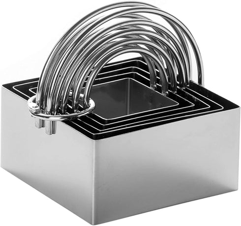 Square Biscuit Cutter with Handle (5 Pieces/Set) - Nest for Easy Storage Stainless Steel Square Cookie Cutter...