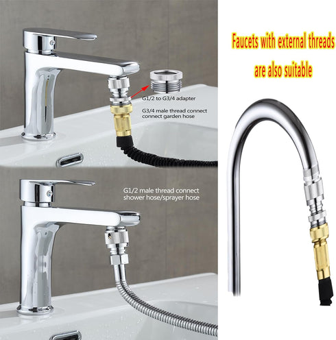 Sink Faucet Quick Connector,Faucet Adapter for Sink Connection Shower Hose/Garden Hose/Portable Washing Machine,Pet Bathing?Chrome....