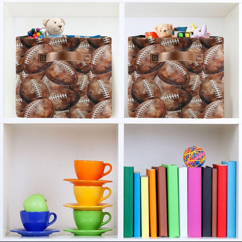 Football Rectangular Storage Basket Organizer Bin Shelf Baskets For Home Office Dorm...