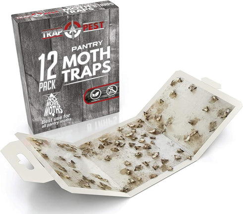12 Pack Pantry Moth Traps - Safe and Effective for Food and Cupboard - Glue Traps with Pheromones for Pantry Moths - Trap a Pest...