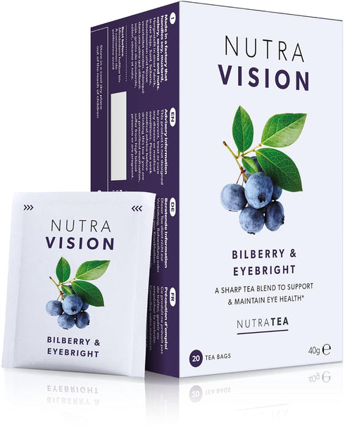NUTRAVISION - Eye Health Tea – Includes Bilberry & Eyebright - For general and age-related eye health - 20 Enveloped Tea Bags - by Nutra Tea - Her...
