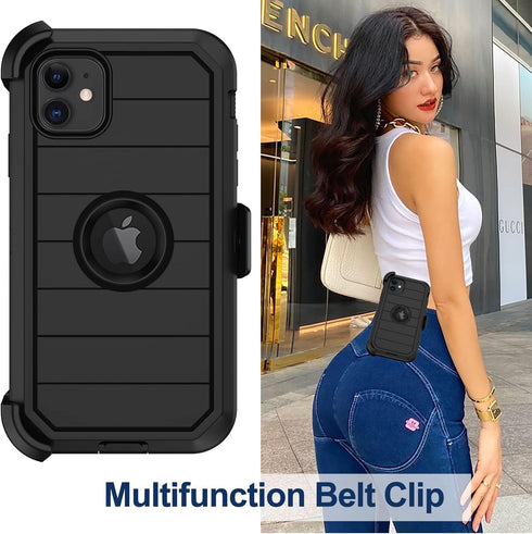 for iPhone 12 Case, iPhone 12 Pro Case with Belt Clip Holster, 2X Screen Protector, Heavy Duty Military Grade Full Body Shockproof Rugged Protecti...