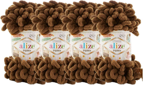 4 skn/Ball Alize Puffy Baby Big Loop Blanket Yarn 100% Micropolyester Soft Yarn 400gr 39.3 yds (321- Coffee Mocha)......
