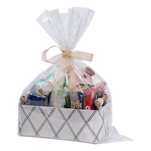 Decorative Collapsible Rectangular Fabric Storage Bin Organizer Basket with Wooden Handles for Clothes Storage, 11"×7.1"×3.9", White...