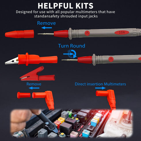 WG-011 III 1000V & CAT IV Test Lead and Safety Alligator Clips Soft Silicone Electrician Test Leads Kit with Silicone Alligator Clips CAT600V (Tes...