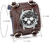 JewelryWe Black Brown Hip-hop Gothic Punk Style Men Watch Wide Leather Fashion Cuff Wristwatch...