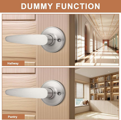 Probrico (1 Pack Door Hardware Dummy Lever Door Handles for Closets,Single Side Individual Door Lever in Satin Nickel...