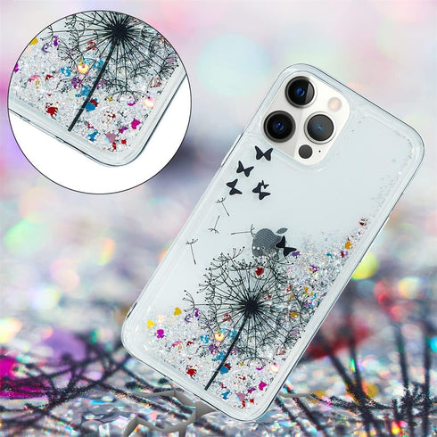 Compatible with iPhone 13 Pro Max Case Bling Glitter Case for Girls Women 3D Creative Anti-Fall Quicksand Liquid Soft Phone Case Compatible for iP...