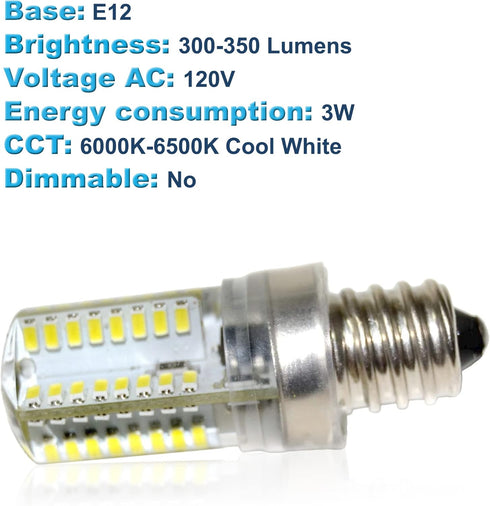 HQRP 7/16" 110V LED Light Bulb Cool White Compatible with Brother LS-2125 / LS-2125b / LS-2125i / LS-2129 / LS-2130 / LS-2150 / LS-2160 Sewing Mac...