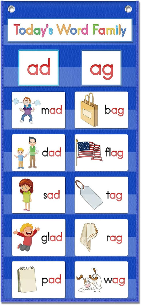 Word Families Pocket Chart, Word Building Center for Kindergarten Prek Preschool Classroom, Phonics and Spelling Learning Material for Homeschool ...