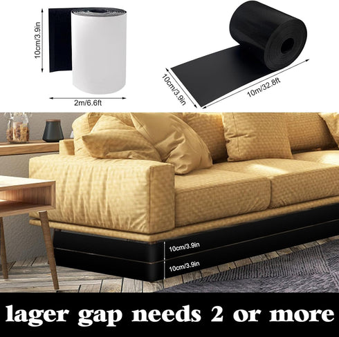 32.8 Feet Under Bed Blocker for Pets Adjustable Gap Bumper Toy Blocker for Under Couch with Adhesive Mounting Strap for Stopping Toys Going Under ...