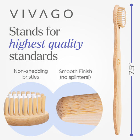 Bamboo Toothbrushes Medium Bristles 10 Pack - BPA Free Medium Bristles Toothbrushes for Adults | Eco-Friendly, Compostable & Biodegradable Toothbr...