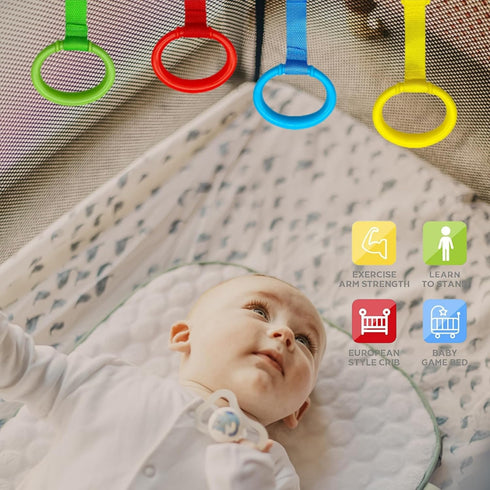 Baby Pull up Rings, Pull Up Rings for Playpen, Baby Crib Pull Rings, Baby Cot Hanging Rings, Infant Baby Toddler Walking Assistant Pull up Ring 6P...