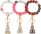 3 Pieces Silicone Key Ring Bracelet Elastic Beaded Keychain Wristlet with Faux Leather Tassel Car Key Ring Holder...