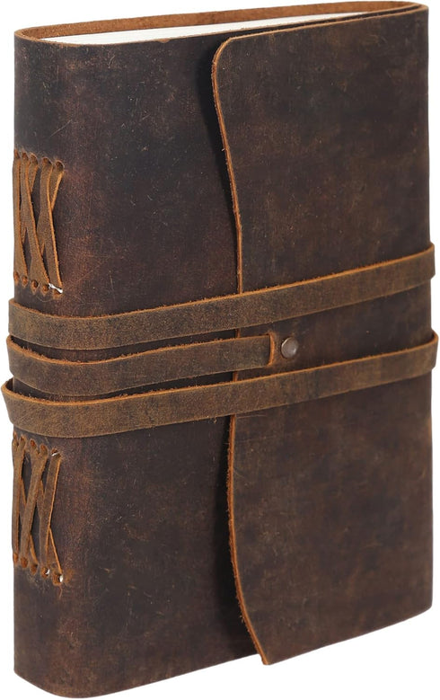 Handmade Leather Journal/Writing Notebook Diary/Bound Daily Notepad For Men & Women Unlined Paper Medium, writing pad for artist, sketch (Brown Ta...