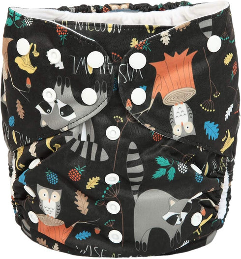2 to 7 Years Old Junior Big Cloth Diaper Pocket Reusable Baby Kids Toddler (Racoon Owl)...