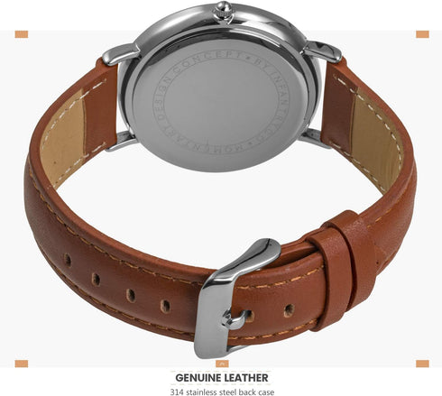 Infantry MDC Mens Minimalist Wrist Watch, Genuine Leather Watches for Men, Ultra Thin Quartz Analog Wristwatch, Dress Casual Business Style...