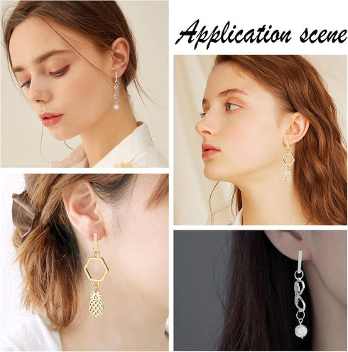 SUNNYCLUE 1 Box 40Pcs 4 Style 304 Stainless Steel Stud Earring Findings with 40 Pcs Stainless Steel Ear Nuts Earring Posts with Loop for Jewelry M...