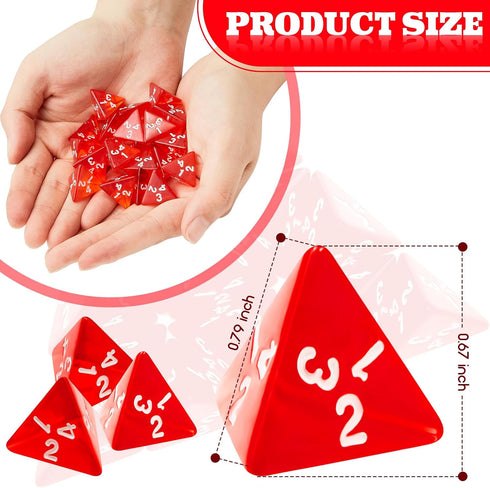 72 Pcs Red D4 Dice Bulk Cone Transparent 4 Sided Dice 0.8 Inch Clear Red Dice Polyhedral Tiny Dice Mini Dice Set Role Playing Dice for Party Table...