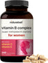 Vitamin B Complex for Women, 240 Veggie Capsules | Super Methylated B Vitamins | B 12, Folate, Biotin & More – with Natural Vitamin C, E, Choline,...