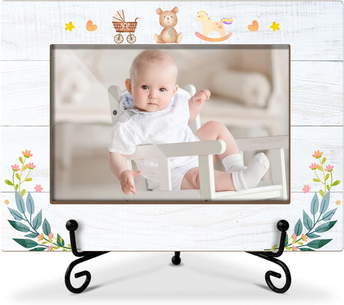 Baby Wooden Photo Frame Mothers Day Gifts Love Gifts for Mom Grandma Nana, Wooden Photo Frame with Iron Stand for Tabletop or Desktop Display, Hom...