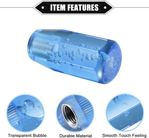 Gear Shift Knob Stick, 10cm Faux Crystal Transparent Bubble Gear Shifter Universal for Manual Transmission Vehicle Durable Acrylic Blue with Adapt...