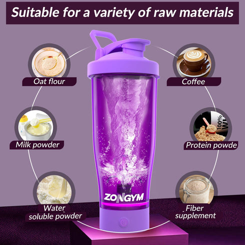 ZonGym 24 oz Electric Protein Shaker Bottle, BPA Free, Tritan Material, Ultra-High Speed Mixing, Great Gift Idea, Reusable, 800mAh Battery, Portab...