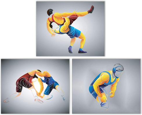 Summit Designs Wrestling Wall Art Set of 3 (8x10) Unframed Prints – Motivational Sports Decor for Boys’ Bedrooms, Game Rooms, and Home Gyms – Wres...