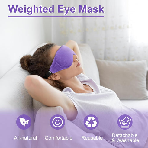 Weighted Eye Mask for Sleeping, Soft Heated Eye Mask, Moist Heat Warm Compress for Eyes, Natural Lavender & Flaxseeds Microwave Reusable Sleep Mas...