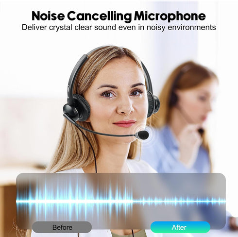 MKJ Headset for Cisco Phones Dual Ear Landline Headset with Noise Cancelling Microphone for Cisco Telephone CP-7821 7841 7941G 7942G 7945G 7960 79...